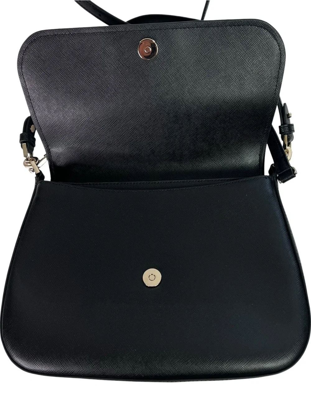 kate spade New York Shoulder Bag Crossbody Purse Black Saffiano Leather Gold